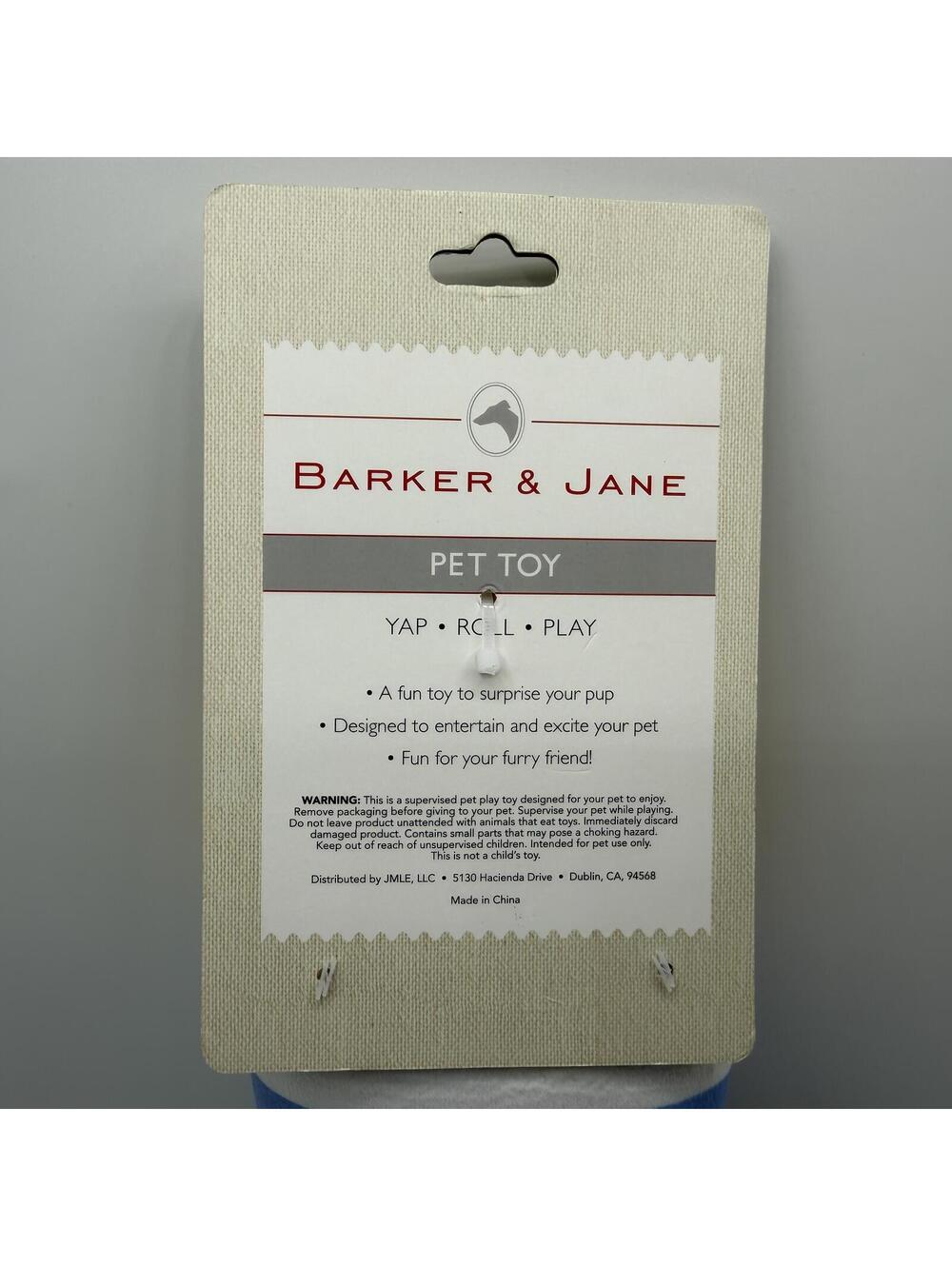 Barker & Jane Blue and White Striped Boot Plush Dog Toy With Squeaker Rope - Picture 6 of 10
